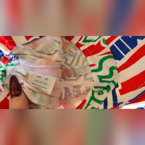 VINTAGE REBELS SZ 4T NWT 2pc RED / WHITE STRIPE COLORBLOCK Overall Shorts - Picture 4 of 4